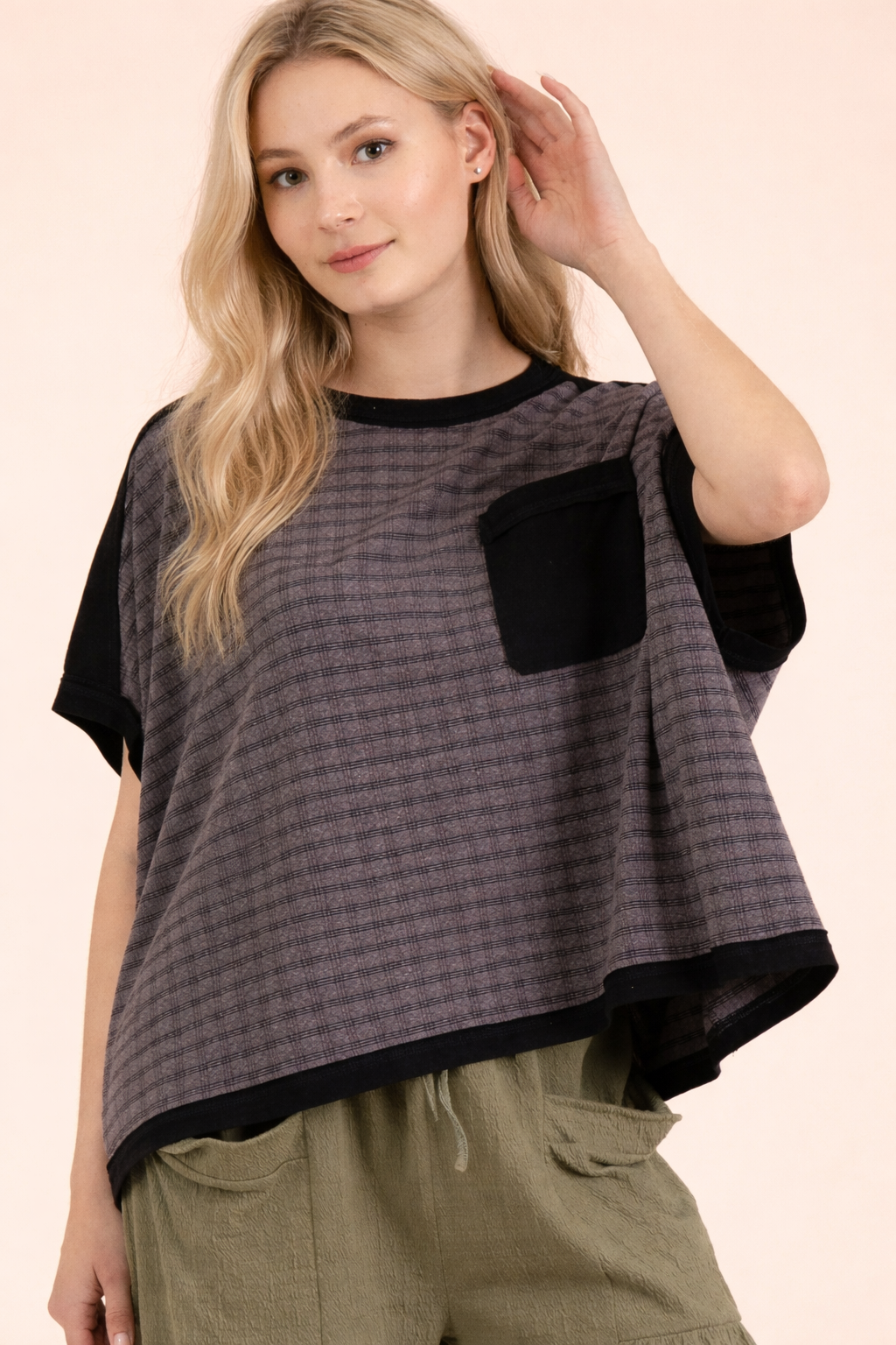 NT12626-Dolman Sleeve Textured Knit Casual Top