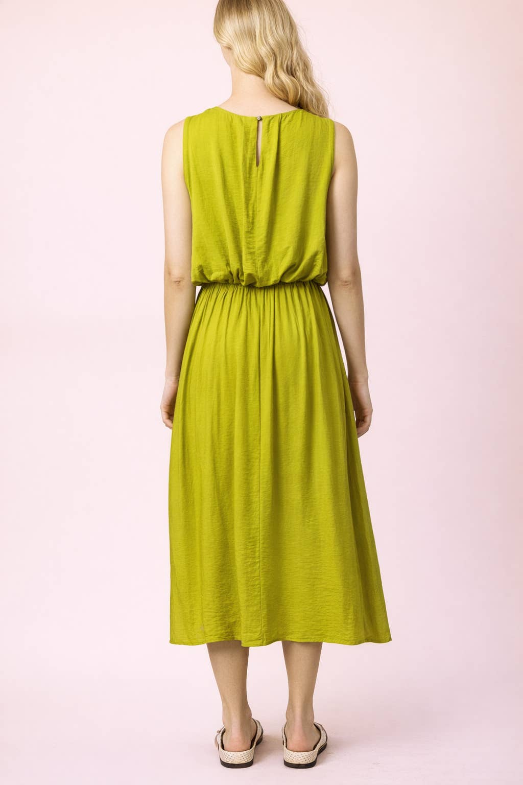 NT12643SET-Pleated Bubble Blouse Top & Midi Skirt Set