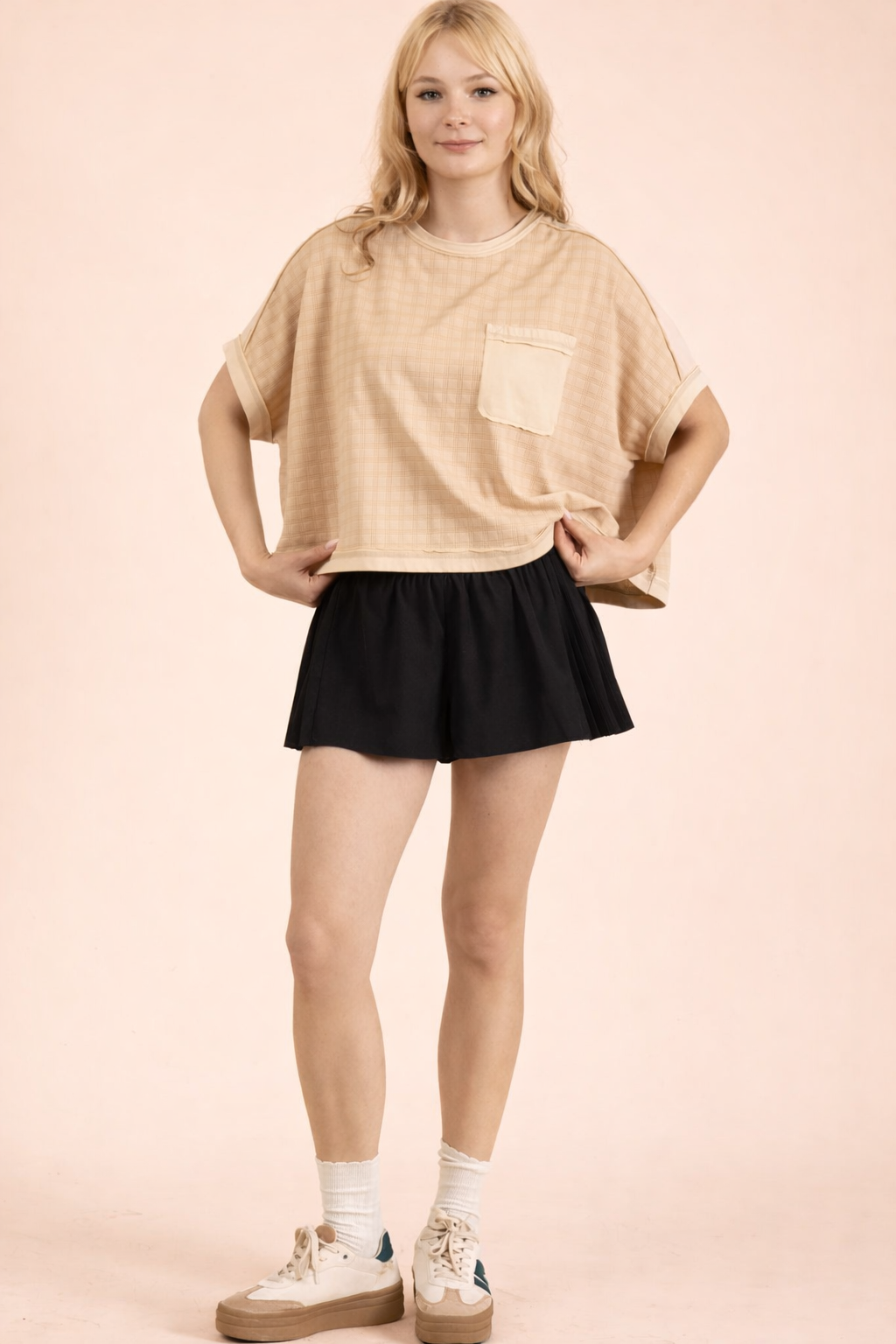 NT12626-Dolman Sleeve Textured Knit Casual Top