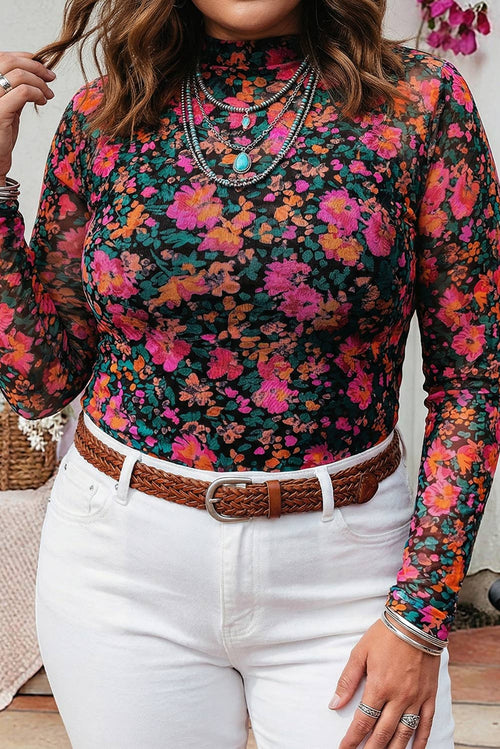 Curvy Vintage Floral Mesh