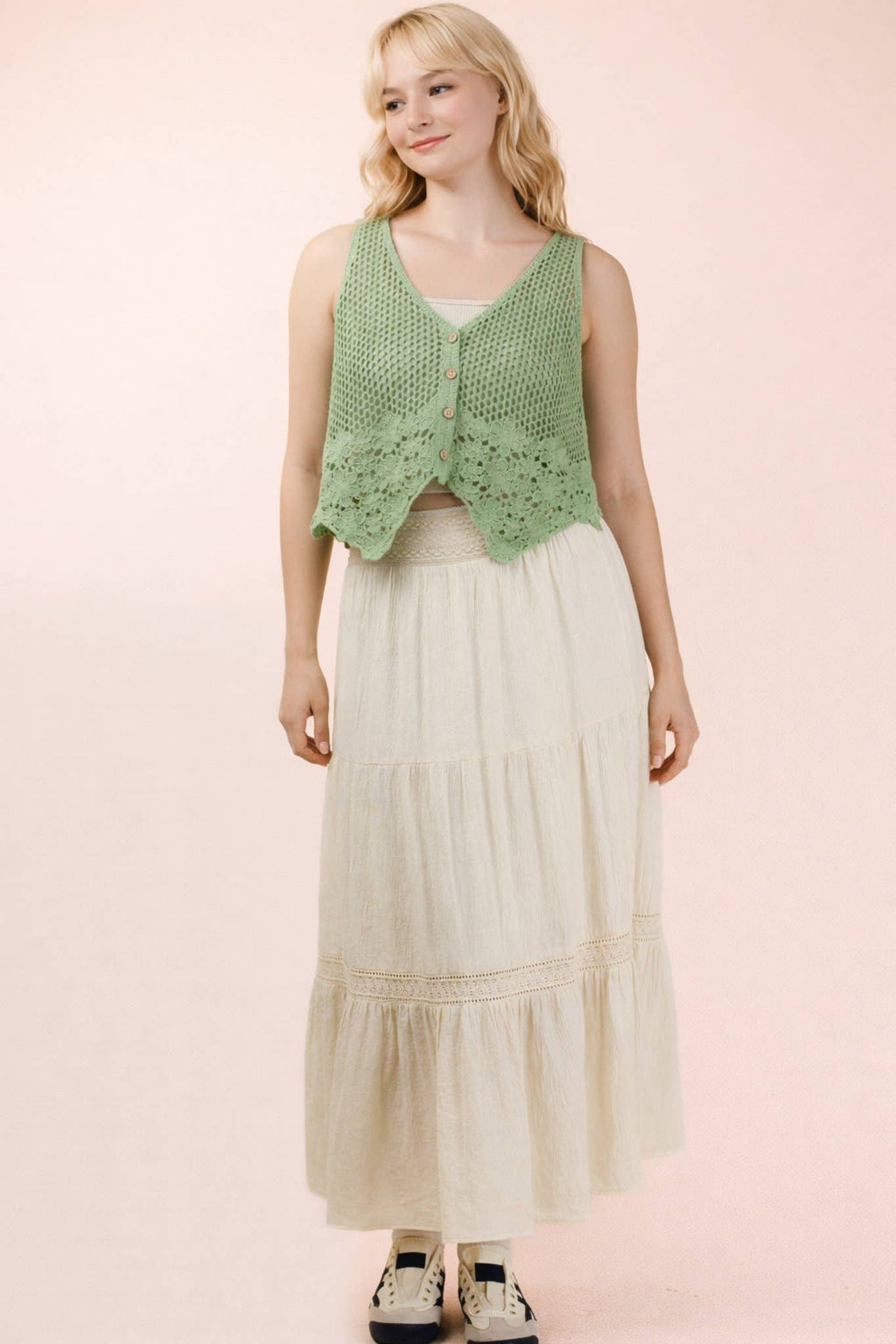 NS50200-Tiered Layers Solid Woven Mini Dress W/ Lace Trim