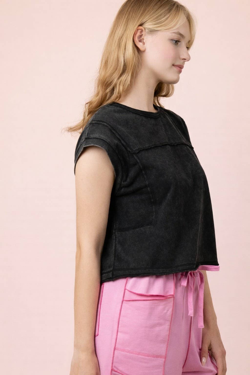 NT12173-Mineral Washed Sleeveless Casual Knit Top