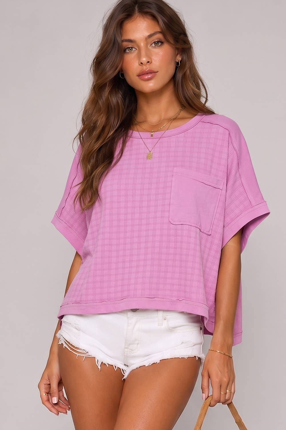 NT12626-Dolman Sleeve Textured Knit Casual Top