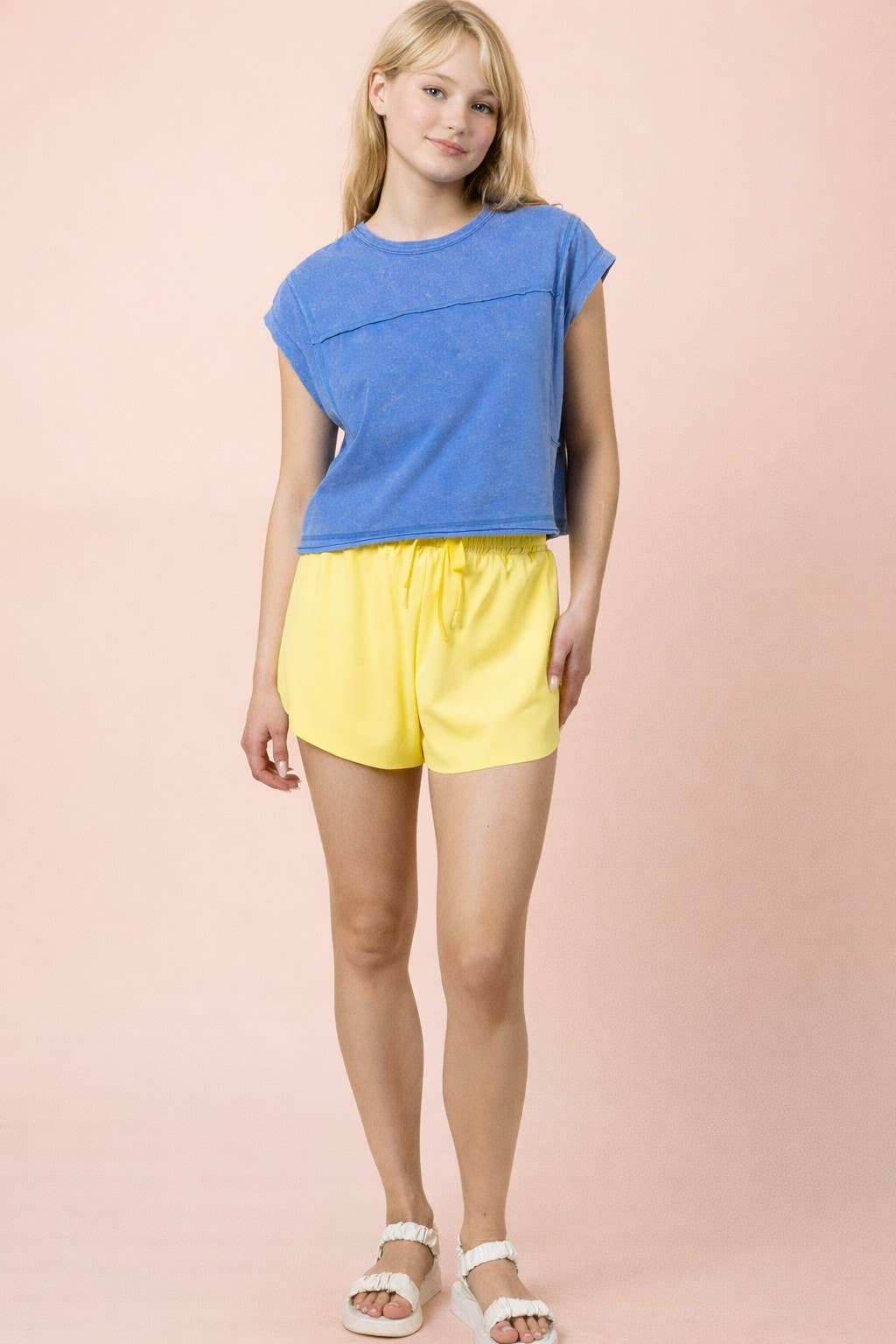 NT12173-Mineral Washed Sleeveless Casual Knit Top