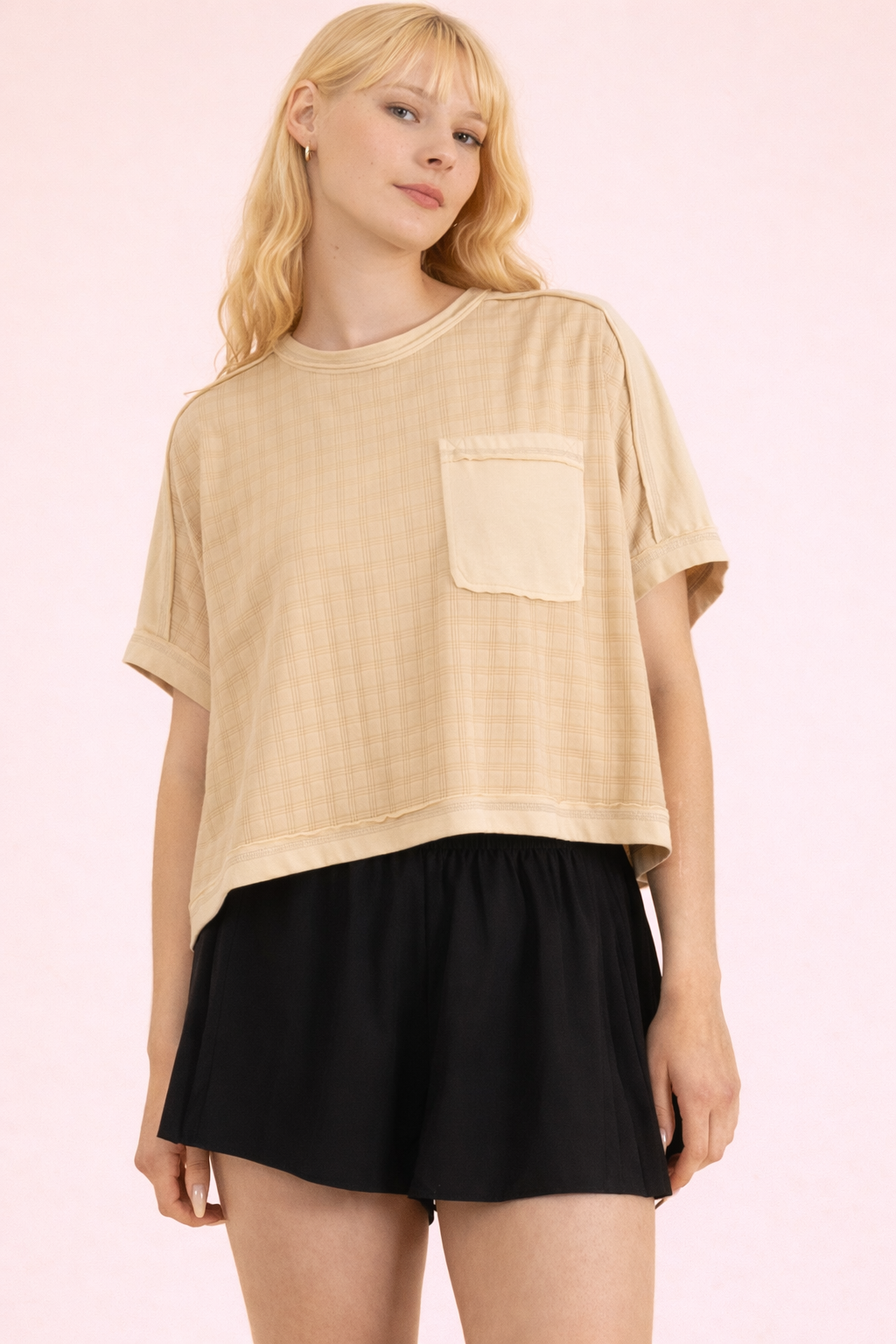 NT12626-Dolman Sleeve Textured Knit Casual Top