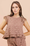 NT12510-Shoulder Ruffle Detail Lace Top