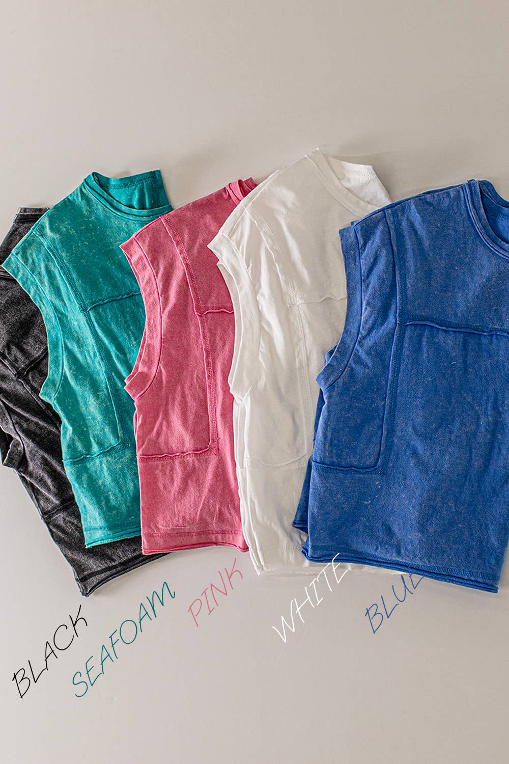 NT12173-Mineral Washed Sleeveless Casual Knit Top