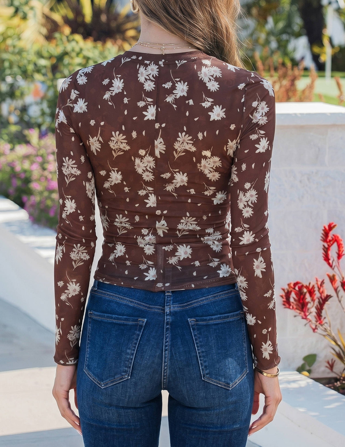 Brown Floral Fall Mesh