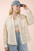 NT12590-Vintage Floral Lace Patchwork Shirt