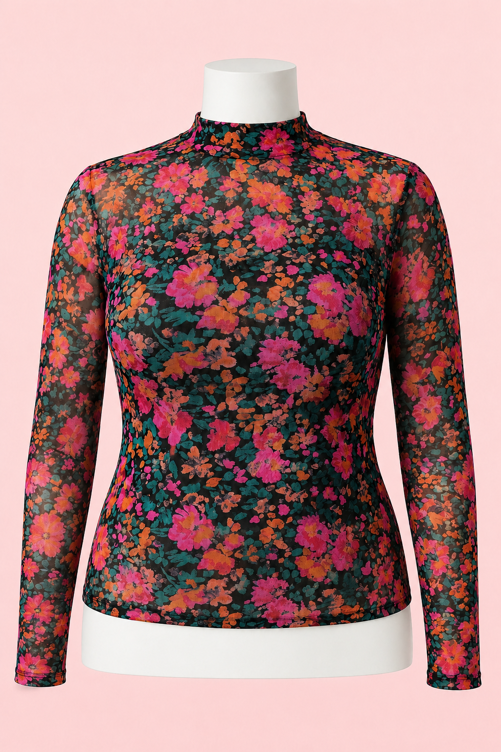 Curvy Vintage Floral Mesh