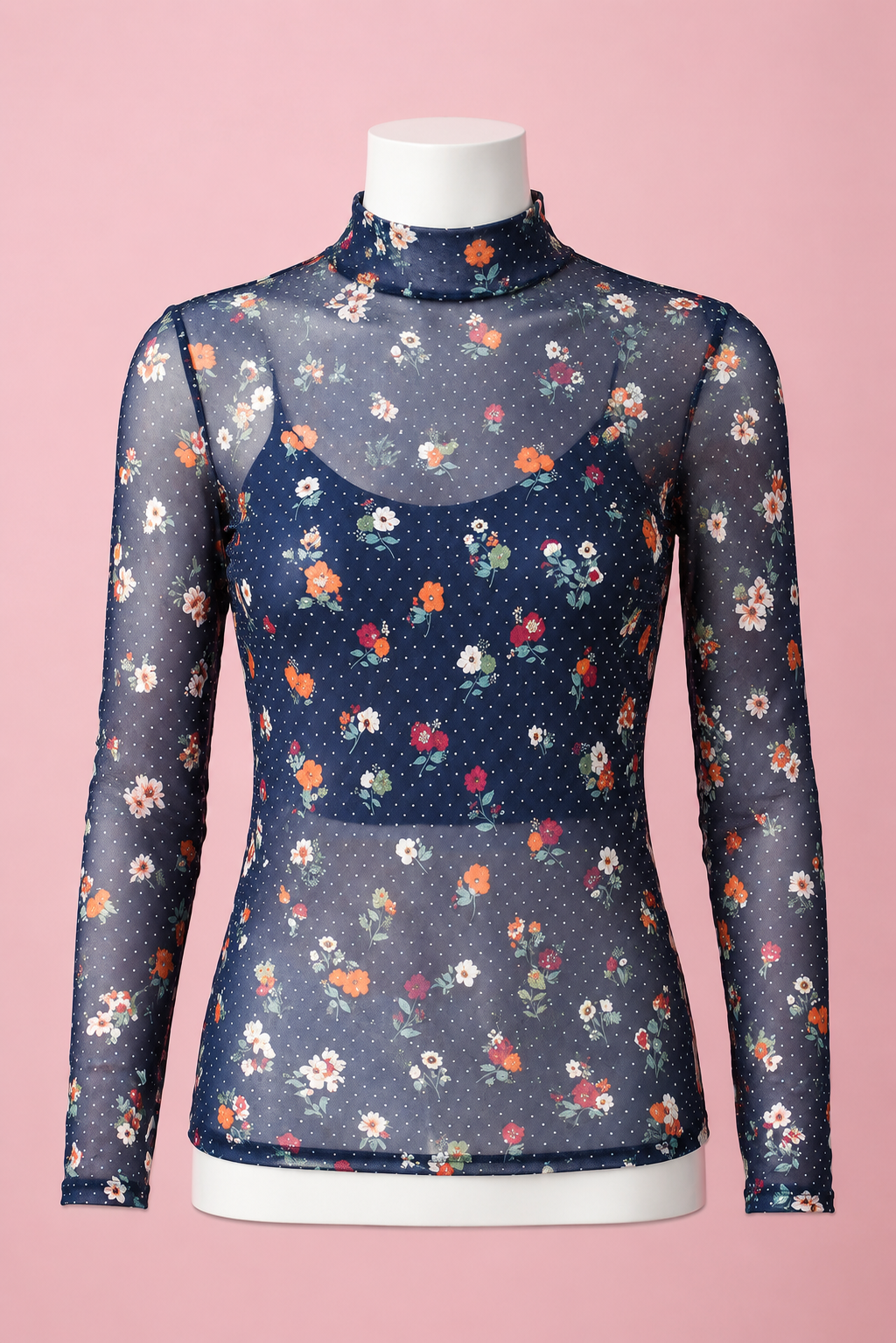 Floral Mesh Long Sleeve Top