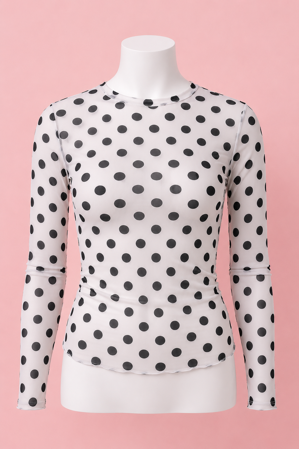 Polka Dot Long Sleeve Mesh