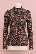 Leopard Long Sleeve Mock Neck