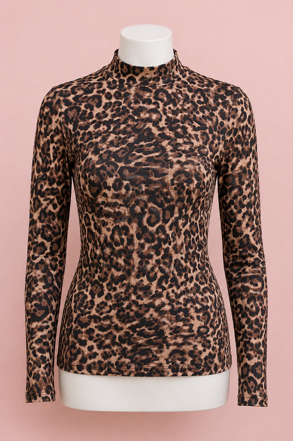 Leopard Long Sleeve Mock Neck