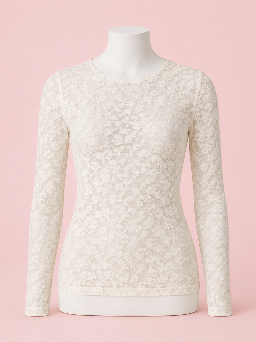 Cream Lace Mesh Top