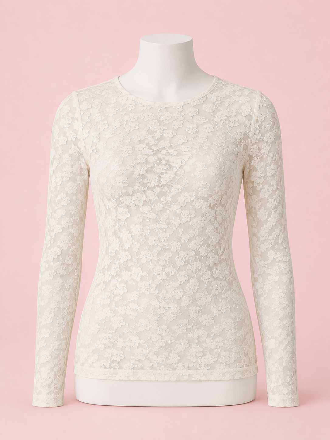 Cream Lace Mesh Top