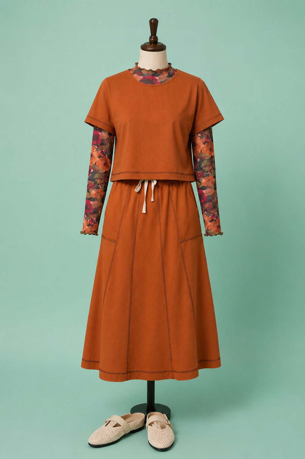 Autumn Glow Knit Midi Skirt Set