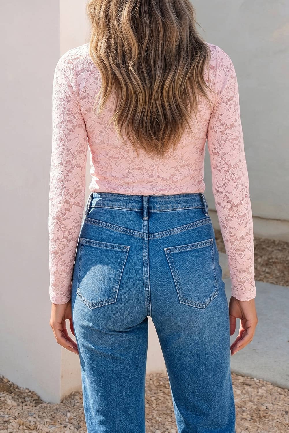 Lace Pink Mesh Top
