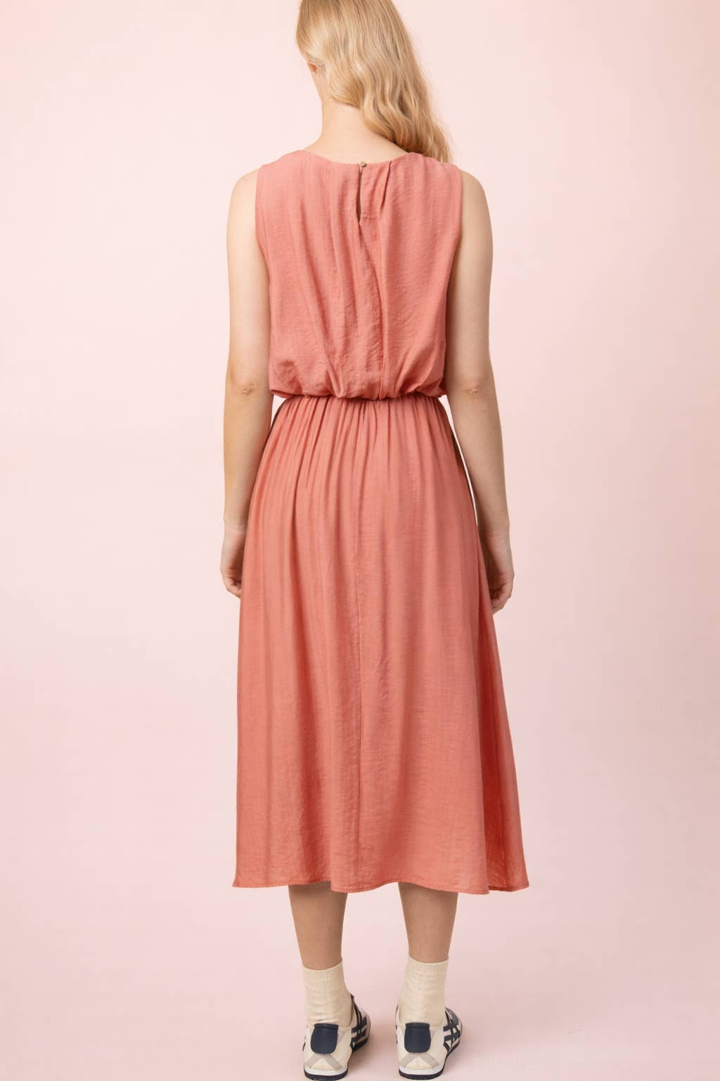 NT12643SET-Pleated Bubble Blouse Top & Midi Skirt Set