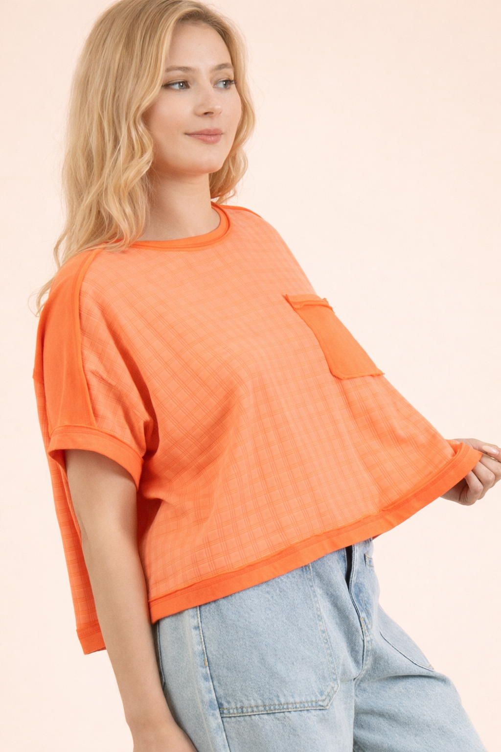 NT12626-Dolman Sleeve Textured Knit Casual Top