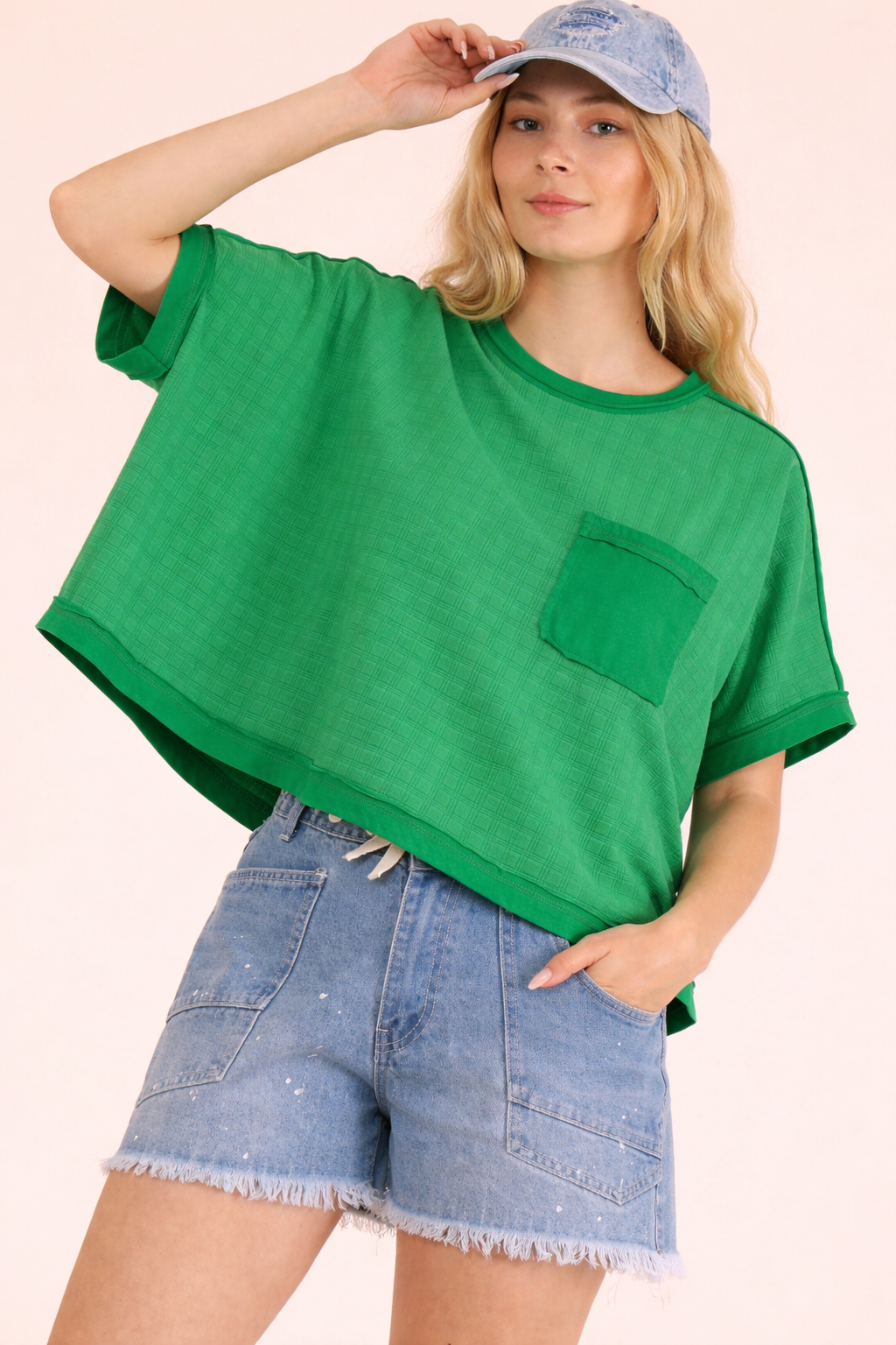 NT12626-Dolman Sleeve Textured Knit Casual Top